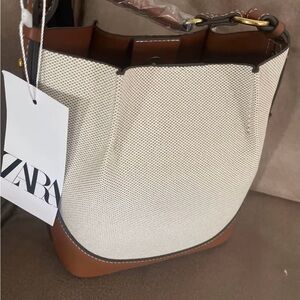 Zara Brown and Cream Women's Bag